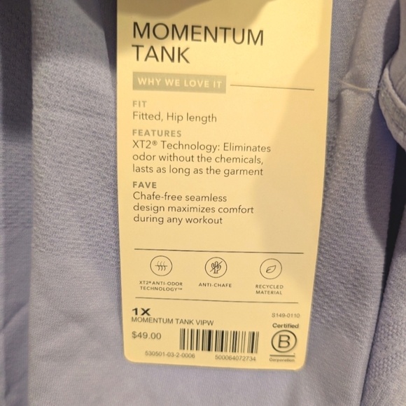 Athleta Momentum Racerback Tank Top Periwinkle Blue 1X - Picture 5 of 6